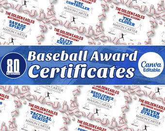 Editable Baseball Award Certificate Template | Custom Baseball Achievement Certificate | Sports Team Award Printable | MVP| Digital Download