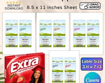 Custom Gum Wrapper Label Editable Template, DIY Homecoming Party Printable Extra Gum Wrap, Canva Party Favor Candy Wrapper, Instant Download