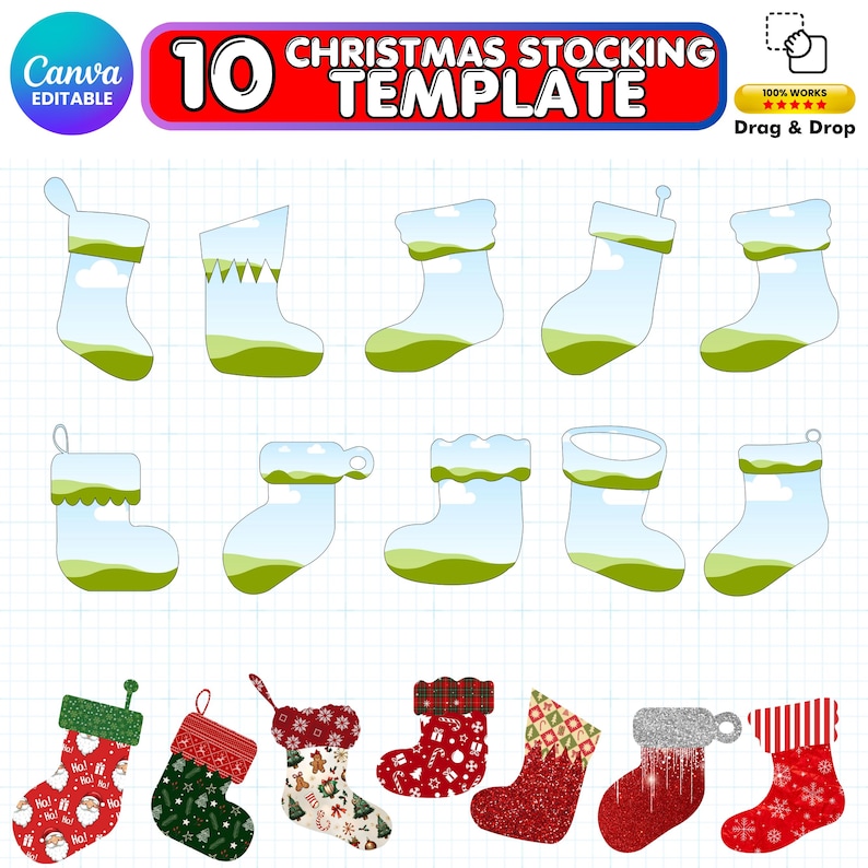 Editable Christmas Stocking Template, Christmas Stocking Frame Canva ...