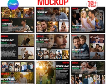 10x DADFLIX Collage Template | Father’s Day Movie Poster Bundle | "Best Dad Ever" Canva Editable Mockup Designs | Dadflix Streaming Parody