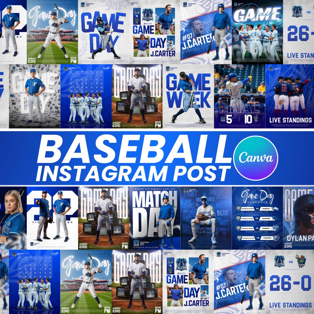 20+ Baseball Sports Social Media Templates | Editable Baseball Game Day ...
