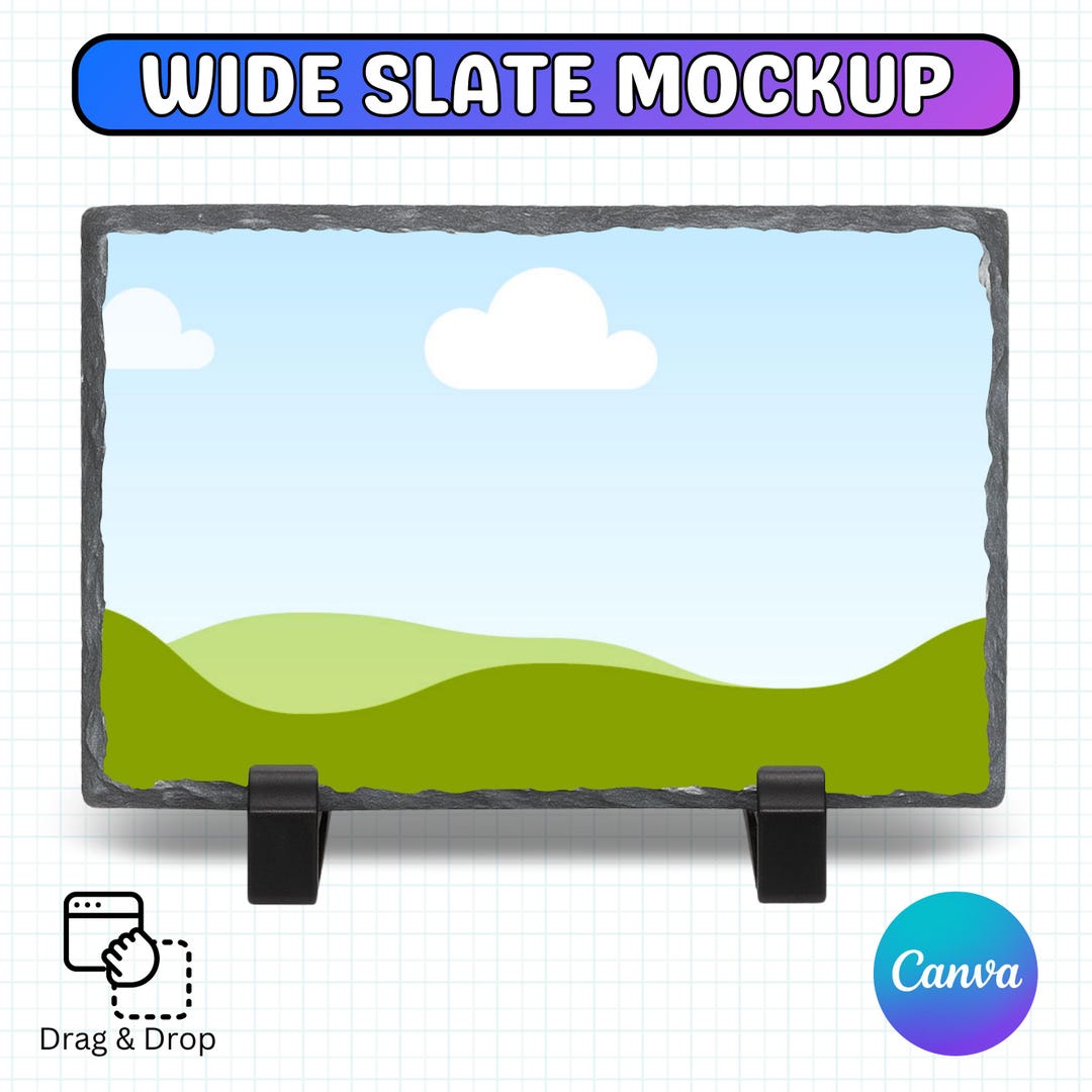 Wide Slate Canva Mockup Template, Rectangle Photo Slate Mockup ...