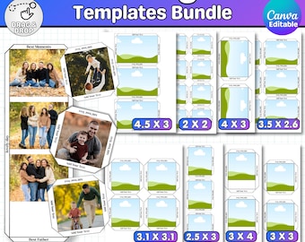 Photo Magnet Template, Fridge Magnet Template, 10 Sizes, Square Magnet Photo Collage Template, Canva Template Instant Download