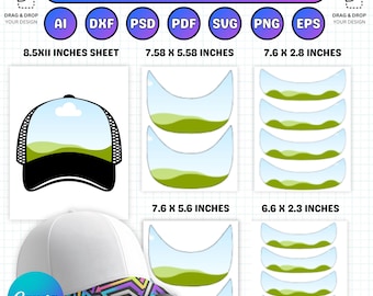 Trucker Hat Brim Template,Baseball Hat Brim Template,Trucker Hat Template Bundle,Hat Bar Template,Baseball Cap Brim Template,Custom Hat Brim