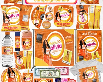 Homecoming Queen Bundle,Thats So Vote For Me Money Campagin Party Favor DIY Canva Chip Bag,Candy Wrap,Clack Paddle Fans,Shirt,Bottle Labels