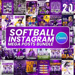 Softball Match Day Social Media Templates | Editable Softball Game Day Bundle| Match Schedule| Sports Canva Templates | Instant Download