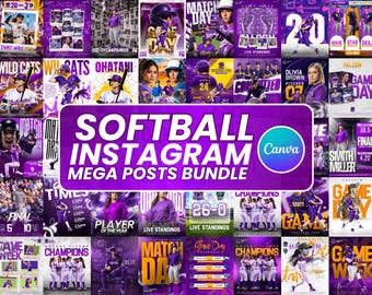 Softball Match Day Social Media Templates | Editable Softball Game Day Bundle| Match Schedule| Sports Canva Templates | Instant Download