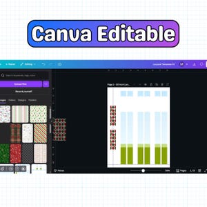 May include: A screenshot of a Canva design interface, featuring a lanyard template. The design area displays a layout with vertical rectangles and decorative elements. The text "Canva Editable" is in a blue and purple rounded rectangle.