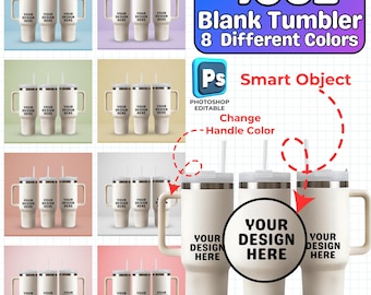 40oz Tumbler Mockup PSD, 08 Blank 40oz Tumbler Mockups, Editable 40oz Tumbler PSD Smart Object Mockup, Tumbler Mockup PSD, Digital Download
