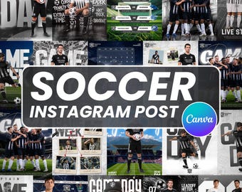 20+ Soccer Sports Social Media Templates | Editable Soccer Game Day Bundle| Match Schedule| Match Day Canva Templates | Instant Download