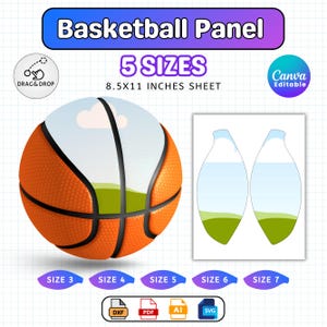 All Basketball Panel Templates, Size 7 Basketball Panel, Blank Basketball Panel, Photo Basketball Template, Drag and Drop Canva Template
