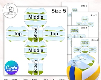 Volleyball Template, Volleyball Template to Put on Volleyball, Volleyball Panels, 5 Sizes, Size 1, 2, 3, 4, 5, DIY Photo Volleyball Template