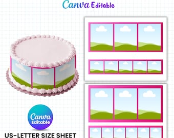 Editable Photo Collage Strip Canva Template, Birthday Cake Border Photos Strip, Cake Wrap Template, Customizable Cake Border, Birthday Party
