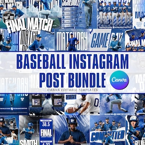 Editable Baseball Sports Social Media Templates | Senior Baseball Game Day & Player Spotlights Canva Templates | Roasters | Instant Download