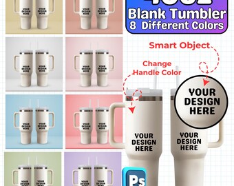 40oz Tumbler Mockup PSD, 08 Blank 40oz Tumbler Mockups, Editable 40oz Tumbler PSD Smart Object Mockup, Tumbler Mockup PSD, Digital Download