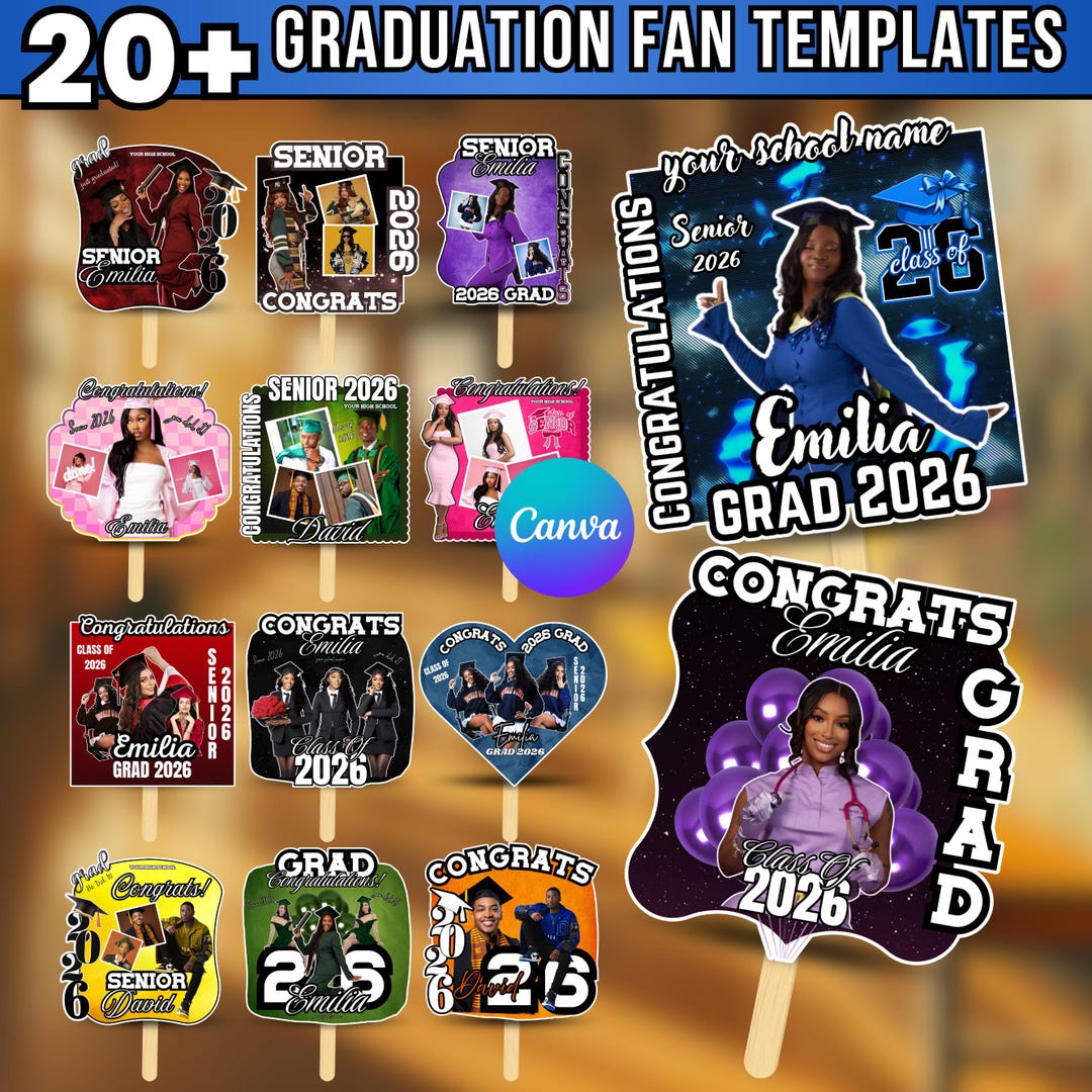 20+ Graduation Fan Canva Editable Templates, Graduate Fans Senior ...