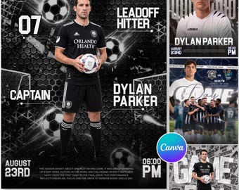 Game Day Soccer Sports Social Media Templates | Editable Soccer Match Day Bundle| Team Match Schedule| DIY Canva Templates |Instant Download