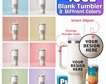 40oz Tumbler Mockup PSD, 08 Blank 40oz Tumbler Mockups, Editable 40oz Tumbler PSD Smart Object Mockup, Tumbler Mockup PSD, Digital Download