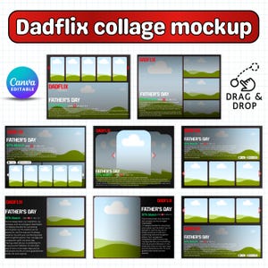 8 Dadflix Vatertag Canva Vorlagen Bundle, Glücklicher Vatertag Vorlagen, Dadflix Film Fotocollage, Vatertag Geschenk, Geschenk für Opa