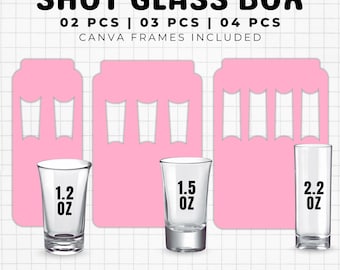 Shot Glass Box Template Bundle - Create Custom Favor Boxes for 2, 3, or 4 Shot Glasses - Perfect for Parties and Celebrations