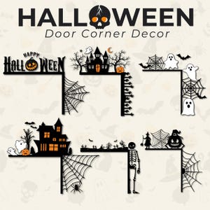 Halloween Door Corner Svg, Halloween Door Trim svg, Spooky House Svg, Halloween Home Decor, Halloween Door Hanger svg, Glowforge Halloween