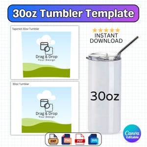 30oz Tumbler Template, 30oz Tumbler Wrap Canva Template, Tumbler SVG, Drag and Drop, Tumbler Template, 30oz Sublimation Tumbler
