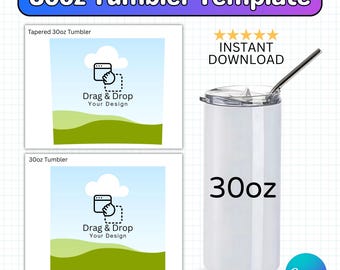 30oz Tumbler Template, 30oz Tumbler Wrap Canva Template, Tumbler SVG, Drag and Drop, Tumbler Template, 30oz Sublimation Tumbler