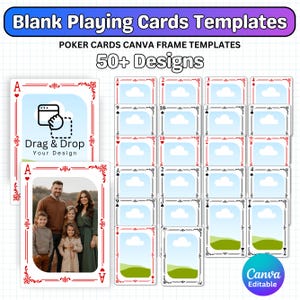 DIY Playing Card Templates, Printable Poker Cards, Blank Playing Cards Drag & Drop Canva, Photo Playing Cards, Editable Trading Card