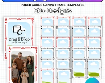 DIY Playing Card Templates, Printable Poker Cards, Blank Playing Cards Drag & Drop Canva, Photo Playing Cards, Editable Trading Card
