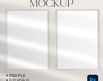 2 PSD Frames Mockup Bundle, Minimalistic Frames Mockups, Wall Art Mockups, Poster Mockup Bundle, Mockup Frame, Instant Download, Photoshop