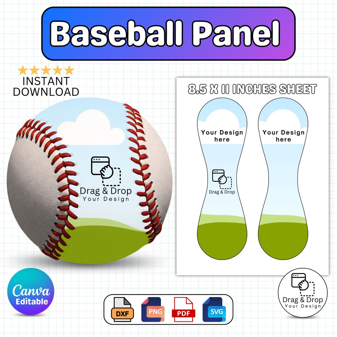 Baseball Panel Template, Baseball Panel Wrap Template, Ball Wrap, DIY ...