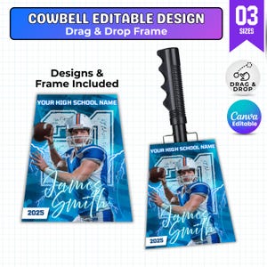 Cowbell Design Template, Editable Sport Cowbell Templates, Custom Cowbell Design, Football Cowbell Design, Football Cowbell, Cowbell Wrap
