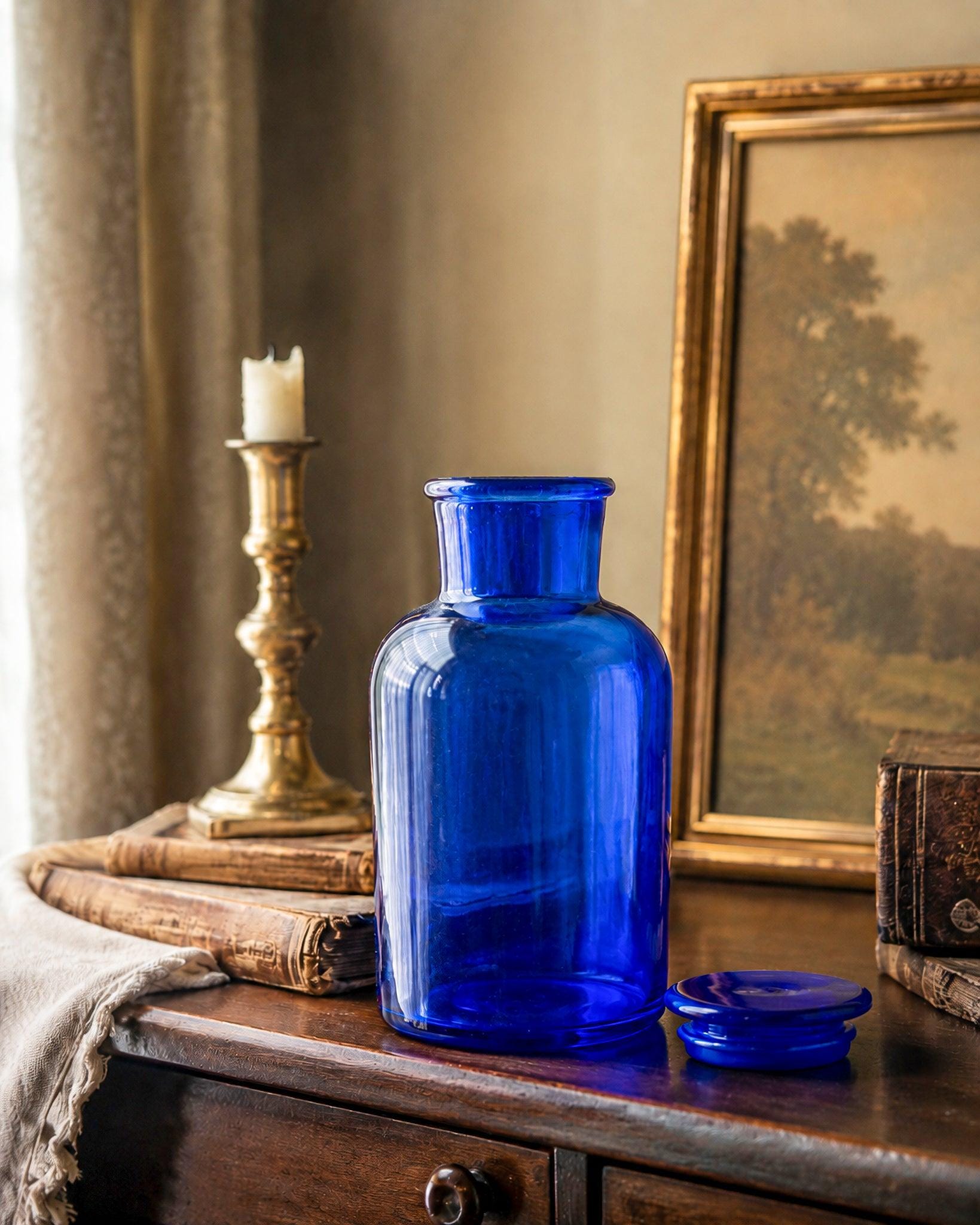 Blue Glass Apothecary Jar - Etsy