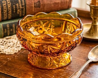 Vintage Indiana Glass Amber Stars & Bars Fairy Lamp Base Only — Chipped