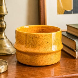 Haeger Pottery Planter, Golden Mustard Amber Speckle Glaze, Mid Century USA Ceramic
