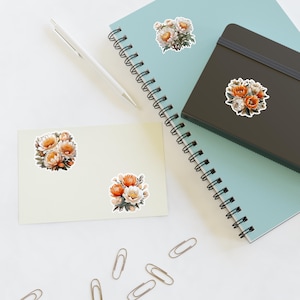 Sticker Bogen - Banksia Blumen Orange & Weiß