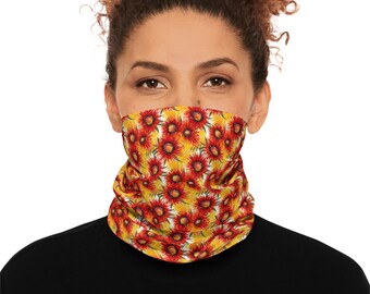 Lightweight Neck Gaiter - Red & Yellow Flowers