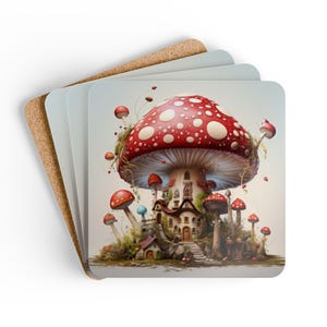 Corkwood Coaster Set - Mushroom Whimsical #3
