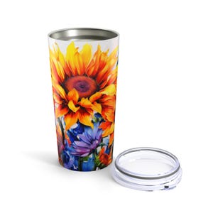 Becher 20 Unzen - Gelb Lila Sonnenblumen