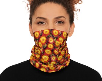 Lightweight Neck Gaiter - Red & Yellow Flowers #2