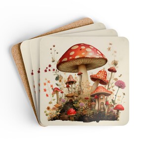 Corkwood Coaster Set - Mushroom Whimsical