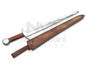 38&quot; High Carbon Steel Brown Leather Wrap Handle European Medieval Sword NMT-2522