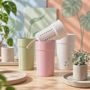 Självbevattnande kruka 6-14 cm – Ogenomskinlig minimalistisk kruka, Aroider, Monstera, Skandinavisk inredning