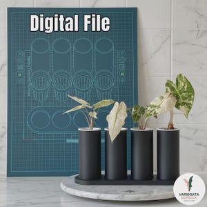 Japandi Selbstbewässerndes Pflanzgefäß-Set • Minimalistisches modulares 3D-Druckmodell (Digitaler Download)