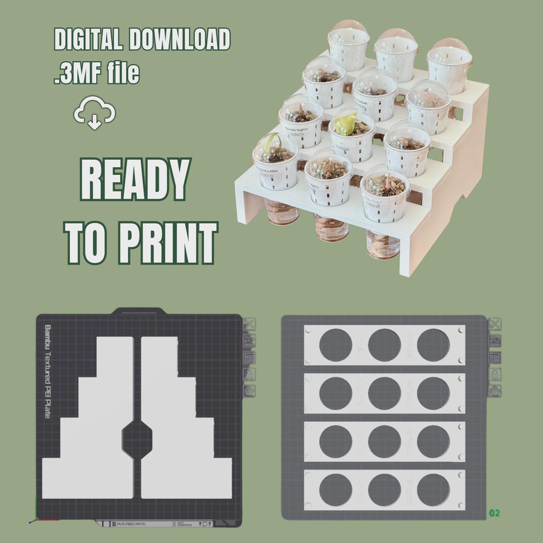 Mini Step Display Tray (4 Levels for 12 Pots) - Support-free 3D Print ...