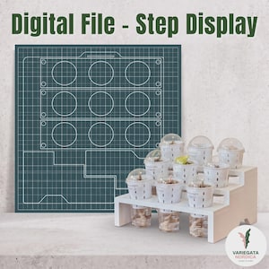 Mini Step Display Tray (3 levels for 9 pots) - Support-Free 3D Print File (3MF)