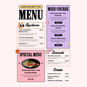 Modelo de Cardápio de Café e Café da Manhã | Cardápio Editável do Canva para Cafés e Restaurantes | Cardápio Digital de Comida para Imprimir