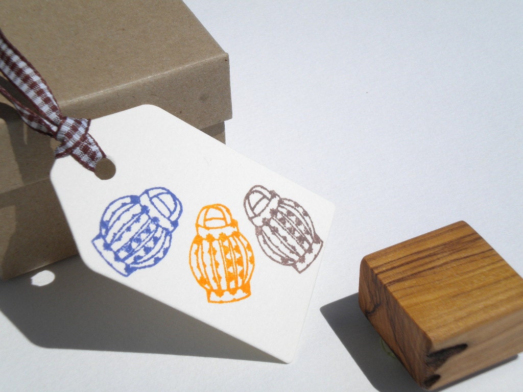 Little Paper Lantern Olive Wood Stamp Etsy