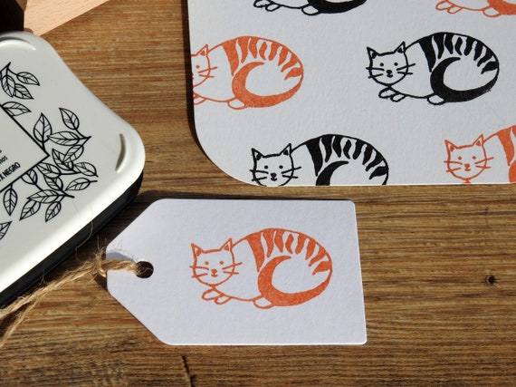Zig Zag Cat Rubber Stamp Ink Stamp Cat Stamp Cat Lover Gift
