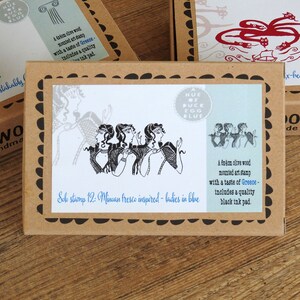 Minoan Fresco Inspired - Ladies In Blue - Boxed Greece Inspired Stamp and Ink Pad